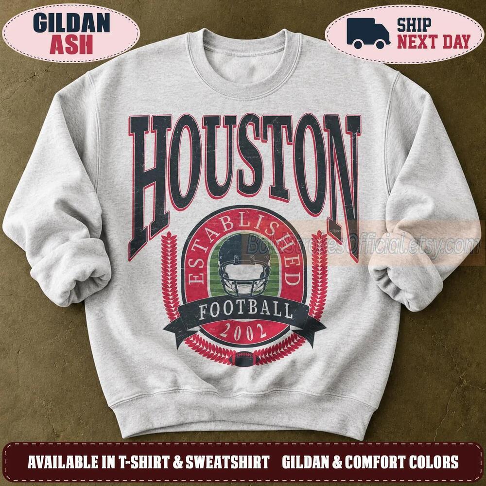 Houston 90s Retro Graphic Oversized Game Day Fan Sweatshirt HTXv77